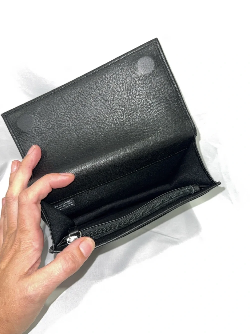Levenger RFID Travel Black Leather Fold-Over Wallet